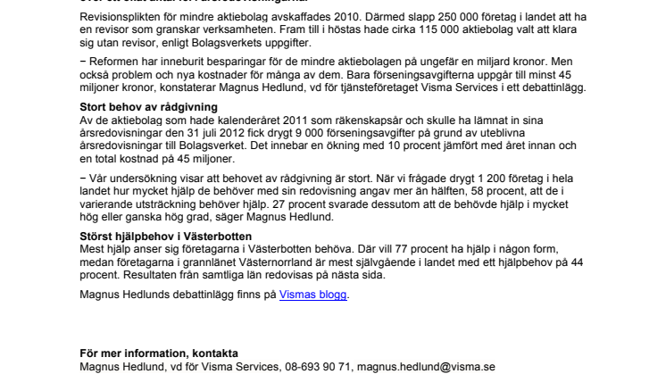 Allt fler företag behöver hjälp med sin redovisning