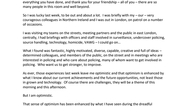 Commissioner PSA speech