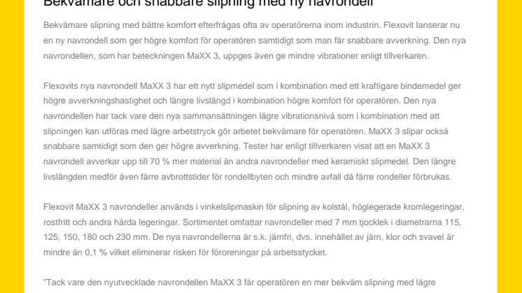 Bekvämare och snabbare slipning med ny navrondell