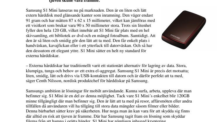 Samsung lanserar extern hårddisk i miniformat