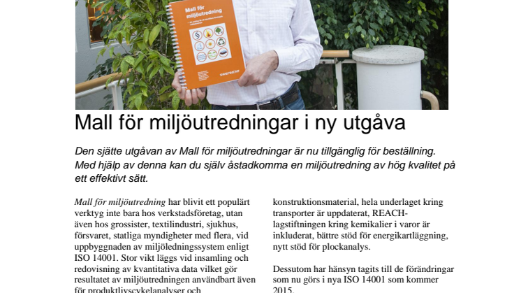Mall för miljöutredningar i ny utgåva