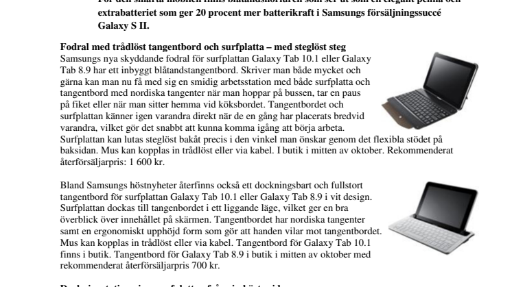 Trådlösa och dockningsbara mobilnyheter från Samsung