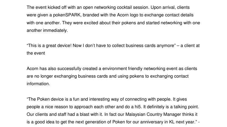 Acorn celebrates 25 years of excellence with the use of Pokens