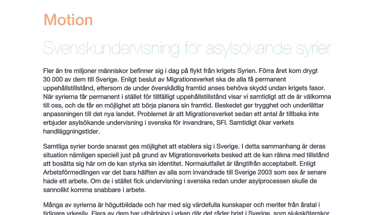 Tidigare undervisning i svenska för syrier
