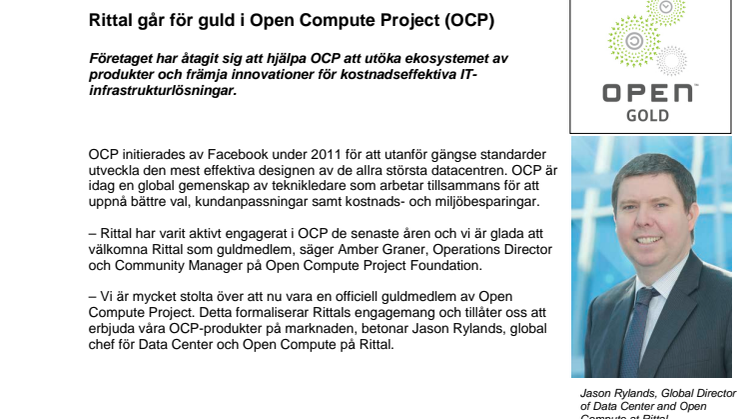 Rittal går för guld i Open Compute Project (OCP)