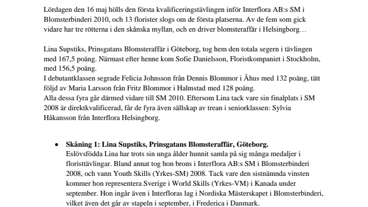 Skåneflorister klara för SM