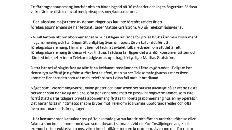 Varning för oseriös försäljning av telefoni