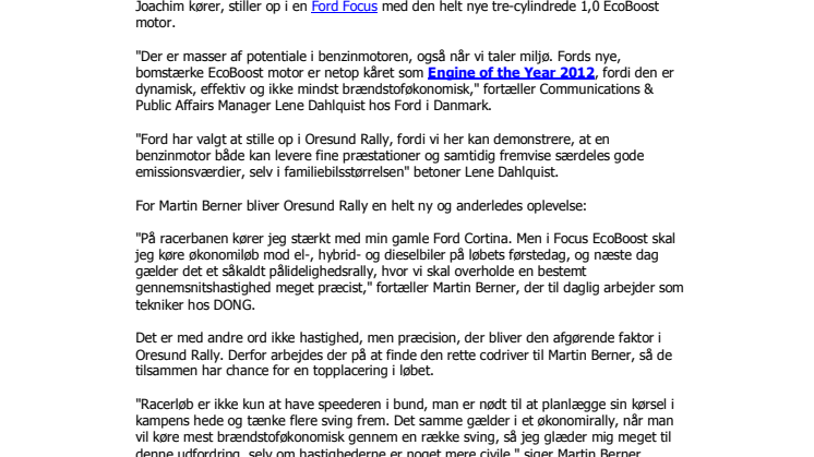 FORD STILLER OP I ORESUND RALLY