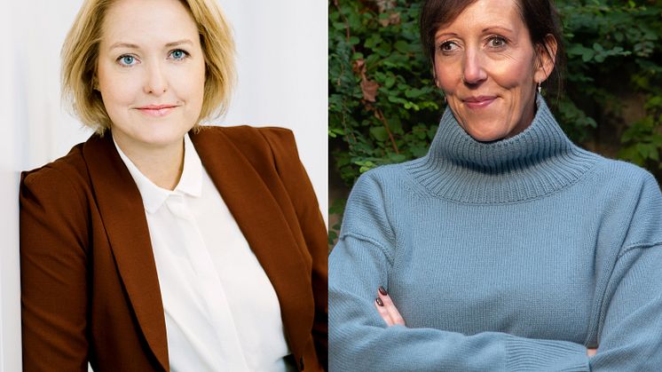 Kajsa Hessel, vd Svensk Byggtjänst och Maria Hernroth, hållbarhetschef Svensk Byggtjänst. Foto: Juliana Wiklund, Tobias Sterner