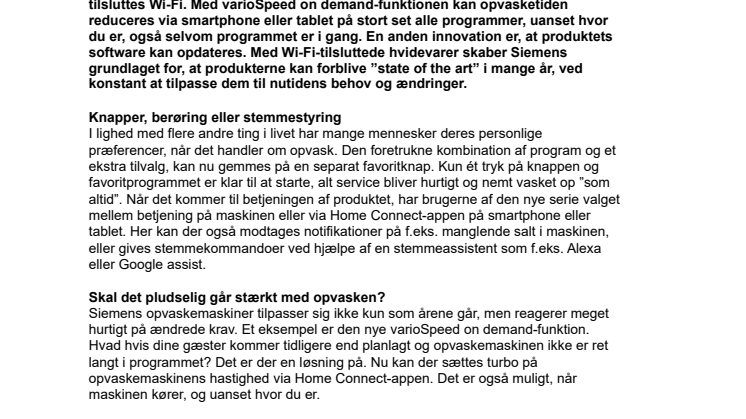 Siemens fremtidssikrede opvaskemaskiner