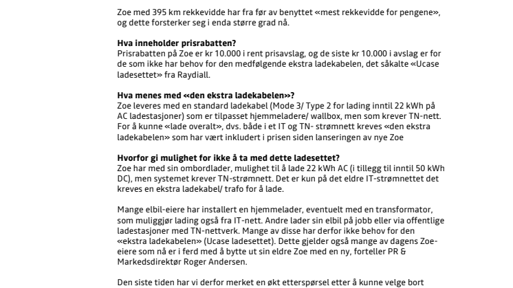 RENAULT MOT STRØMMEN