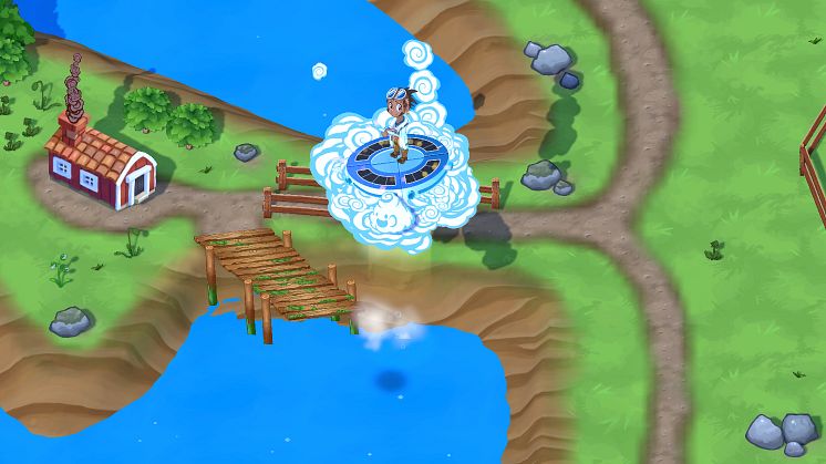  Forskaren Fabula och hennes molnstation Nimbus ute på uppdrag i Molnspelet.