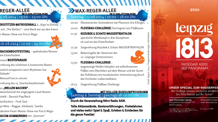 „Wir machen 'ne Welle“: 14. Leipziger Wasserfest (15.-17.08.)