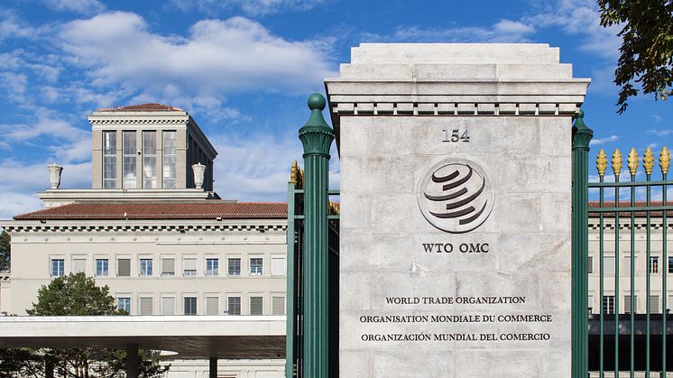 Entré till WTO:s huvudkontor i Genève. Foto: Unsplash