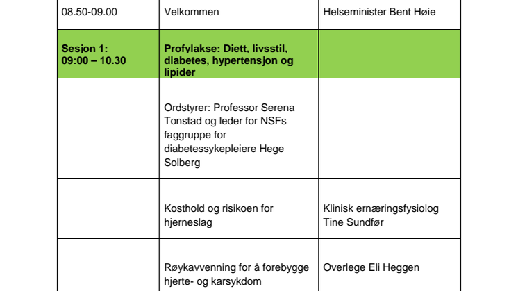 Program konferansen om hjerneslag 2019