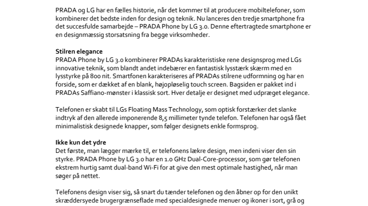 PRADA og LG skaber en smartphone med stil
