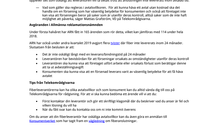 ​Försenad installation vanligaste klagomålet för fiber
