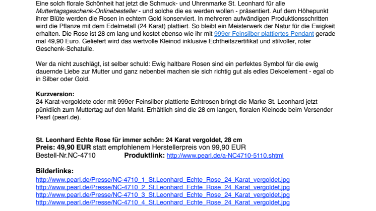 Bleibende Liebe: Goldene Rose zum Muttertag