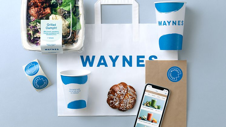Waynes new brand identity with the primary blue color and new logotype
