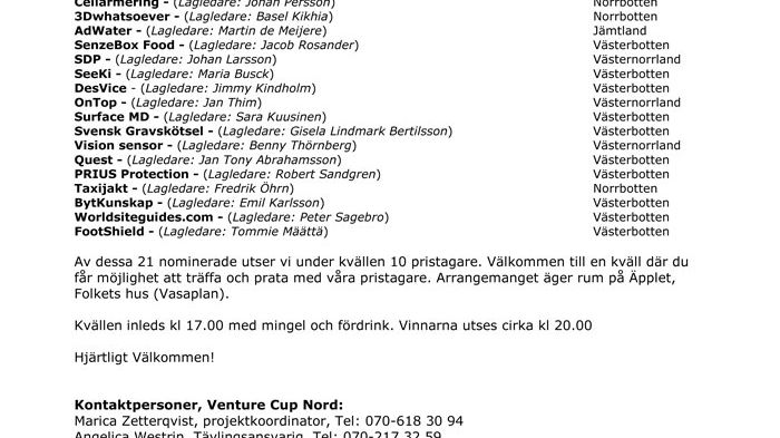 Venture Cup Nord - Norrlands mest lovande affärsidéer