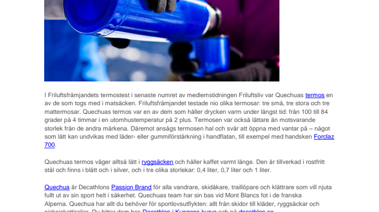 ​Friluftsfrämjandet testar termosar