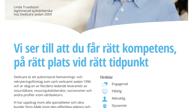 Dedicare Nurse kundbroschyr