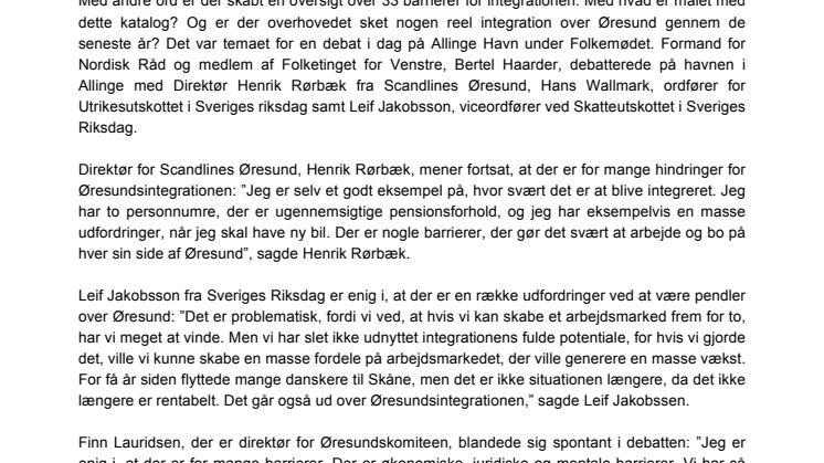 Hvem fanden vil integreres, spurgte Scandlines Øresund på Folkemødet