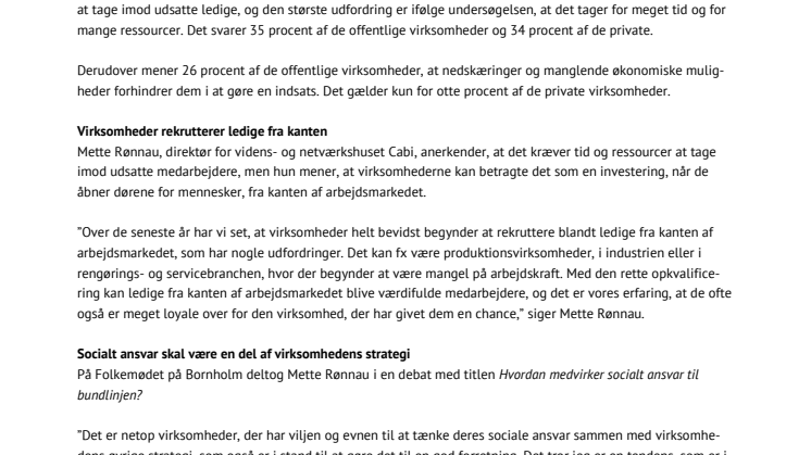 Mangel på tid og ressourcer får virksomheder til at fravælge socialt ansvar