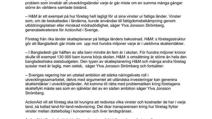 H&M smiter med skatten i Bangladesh