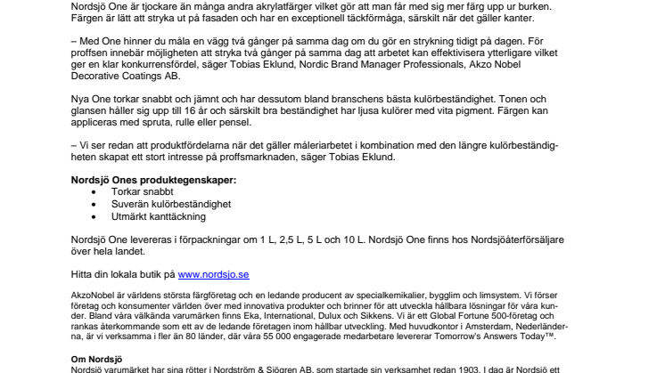 Ny akrylatfärg från Nordsjö: Nymålat i dag och upp till 16 år framåt