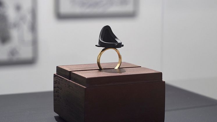  One of the pieces at the exhibition: Linga-Yoni, Black Fountain, 2015–2017 by Mike Chavez-Dawson.