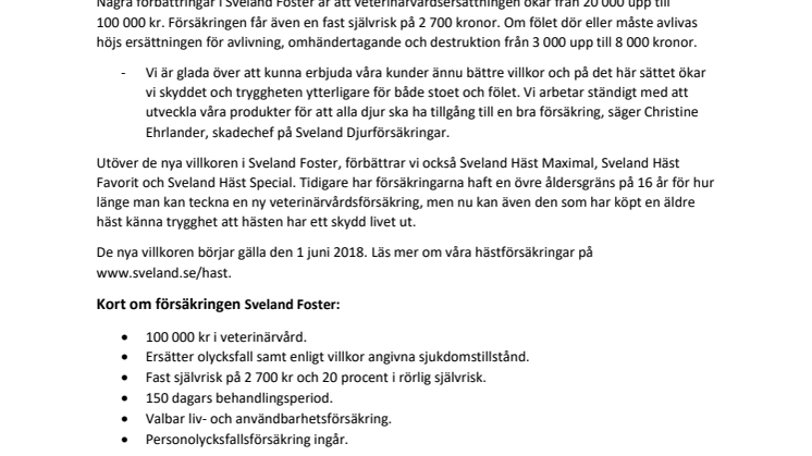 Hästarna får ännu bättre villkor hos Sveland Djurförsäkringar
