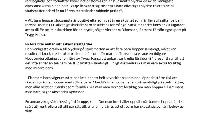 Expertens tips: så skyddar du barn från olyckor under studsmattesäsongen