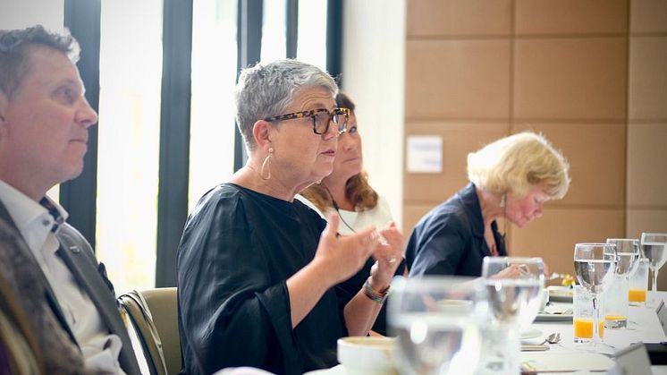 Anders Berg från HSB, Anna Tibblin från We Effect, Lotta Folksson från LRF och Anna Carlström från Lantmännen möter FN, FBA och Svenska Ambassaden i Colombia