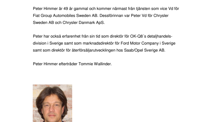 Peter Himmer ny Vd för Kia 