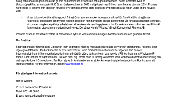 Phonera etablerar sig på den norska marknaden genom strategiskt förvärv