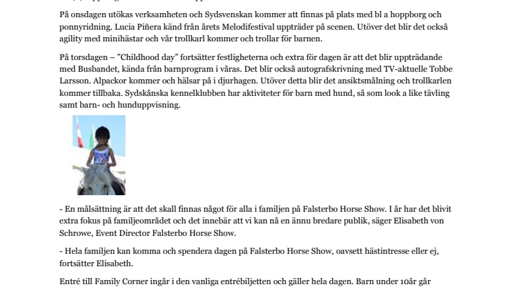 Ännu mer familjeaktiviteter på Falsterbo Horse Show
