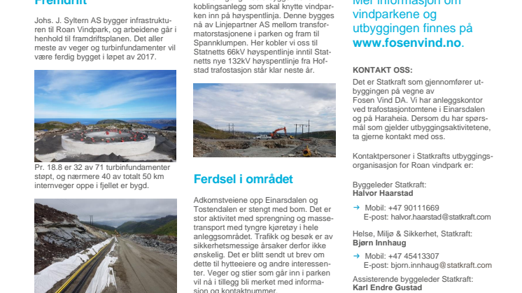 Nyhetsbrev Roan vindpark #5 - 2017