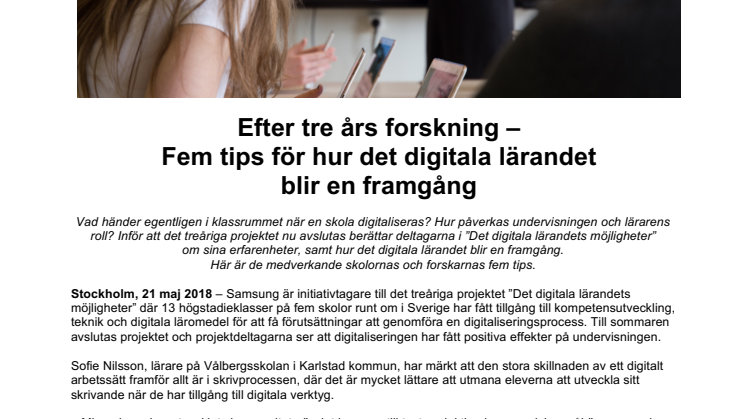 Efter tre års forskning –  Fem tips för hur det digitala lärandet  blir en framgång