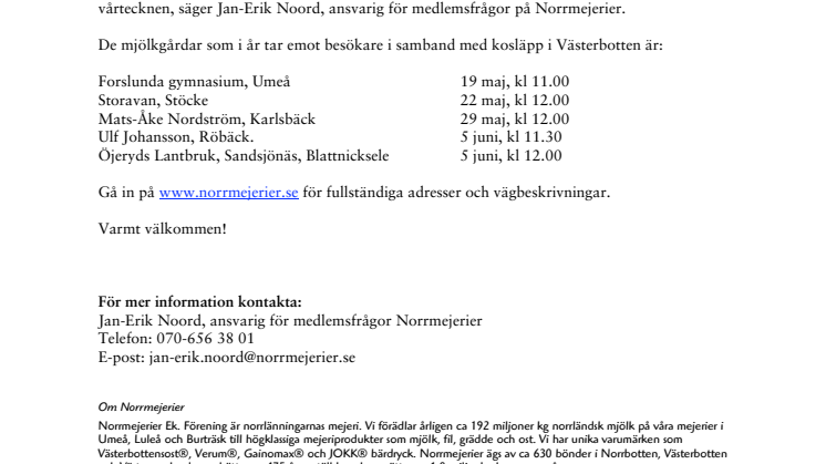 Norrmejerier bjuder in till kosläpp
