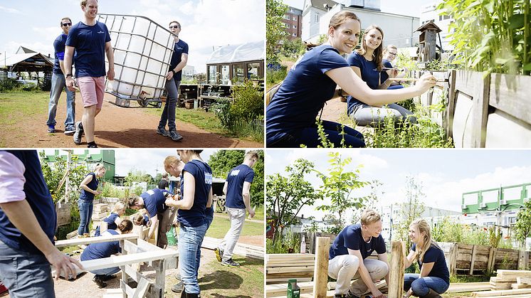 Die Mitarbeiter von Pernod Ricard Deutschland haben am Responsib’All Day im Gemeinschaftsgarten des Vereins NeuLand e.V. kräftig mit angepackt. 