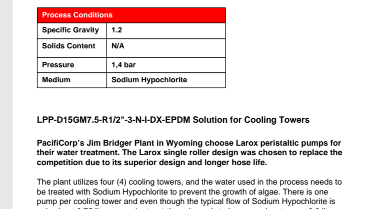 Larox LPP-D Pump Solution for Cooling Towers