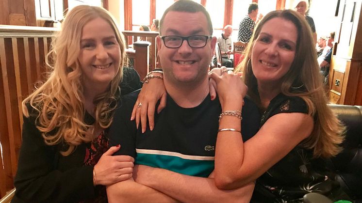 Gary Scott from Swansea, with his sisters Natalie and Mandy. Gary had a stroke in 2010, aged just 26.
