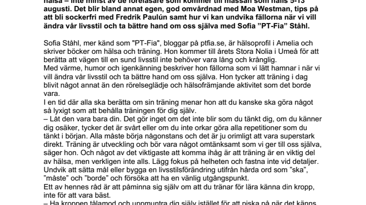 Hälsoprofilerna PT-Fia och Fredrik Paulún inspirerar på årets Stora Nolia i Umeå