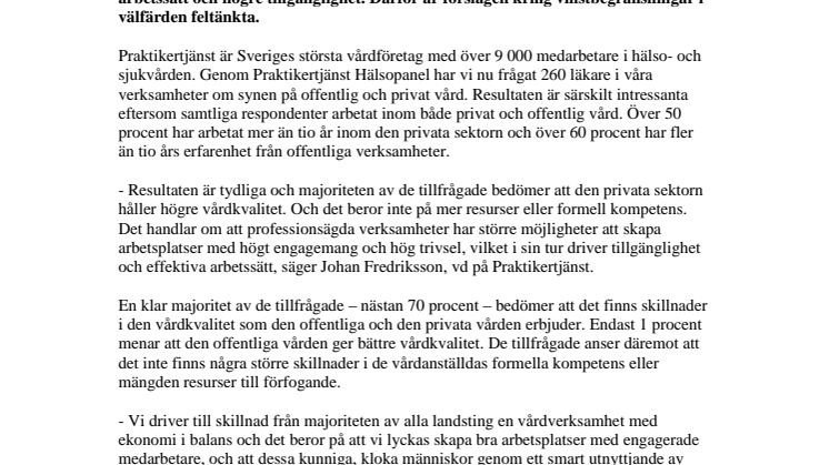 Praktikertjänsts läkare – bättre vård när professionen styr