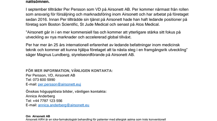 Airsonett har utsett ny VD