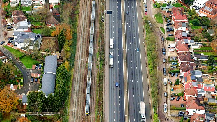 The Midland Main Line alongside the M1
