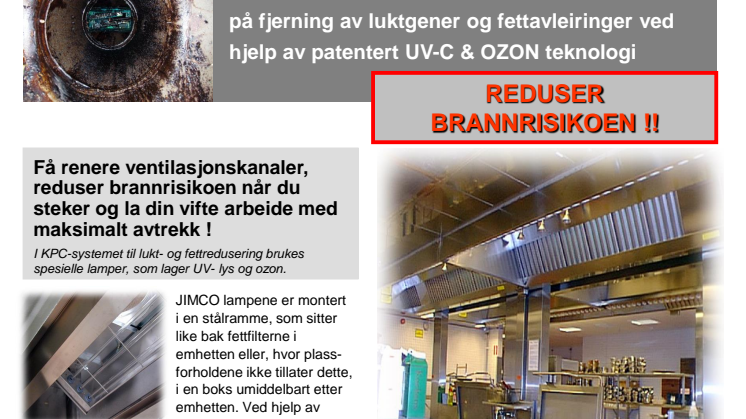 Luftrenseanlegg til storkjøkken - minsker brannrisiko.