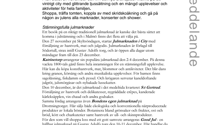 Malmö bjuder in till ett lååångt julfirande 