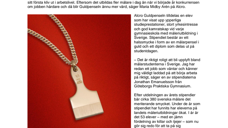 53 av Sveriges bästa målarstudenter belönas med Alcro Guldpenseln 